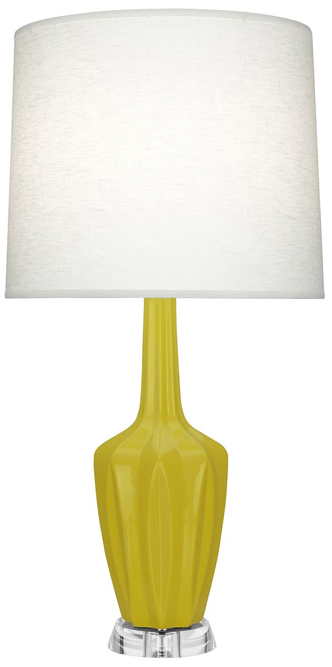 Small Emma 30"H Citron Lucite Accent Lamp with Off Whitede Made to Order