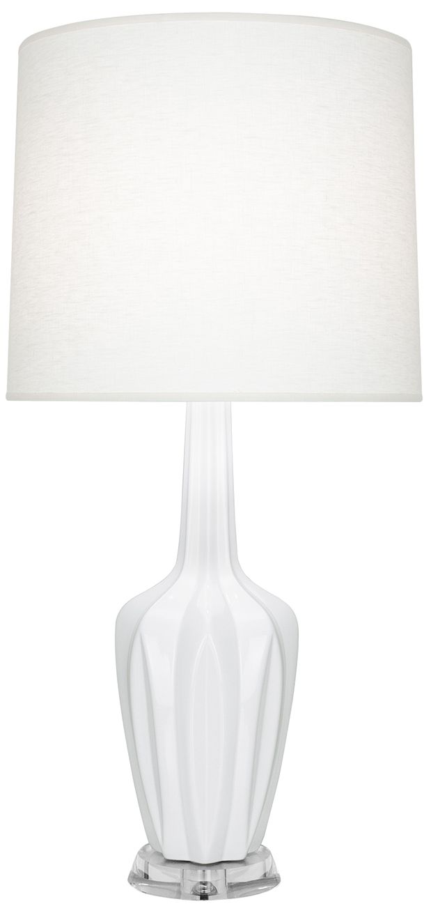 Small Emma 30"H Daisy Lucite Accent Lamp with Off White Shade Made to Order