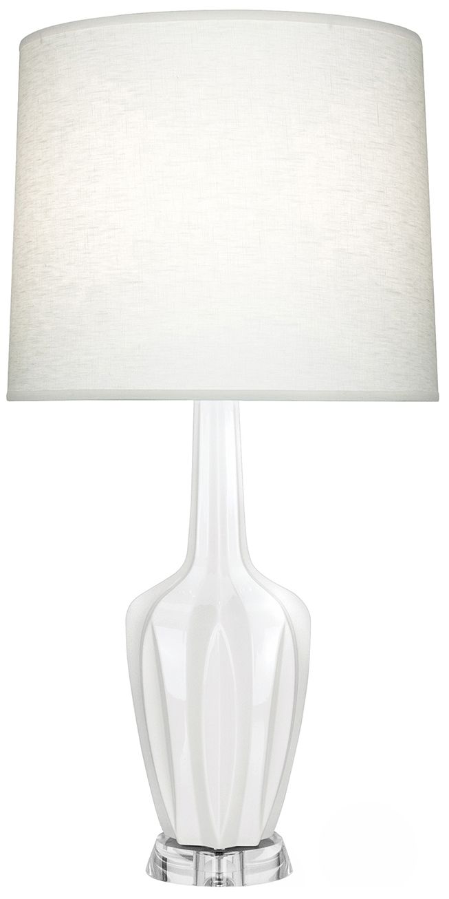 Small Emma 30"H Lily Lucite Accent Lamp with Off White Shade Made to Order