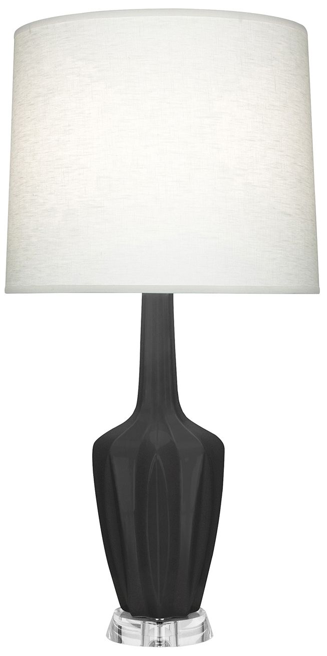 Small Emma 30"H Matte Ash Lucite Accent Lamp with Off Whitede Made to Order