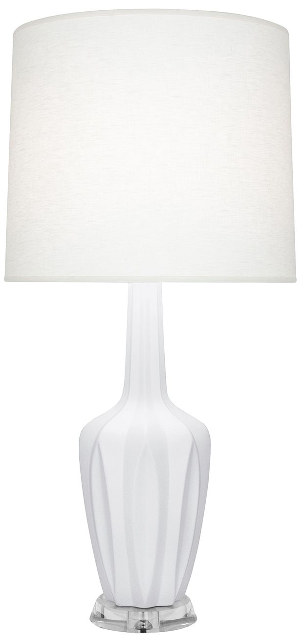 Small Emma 30"H Matte Daisy Lucite Accent Lamp w/Off Whitede Made to Order