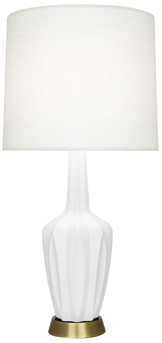 Small Emma 30"H Matte Lily Brass Accent Lamp with Off Whitede Made to Order