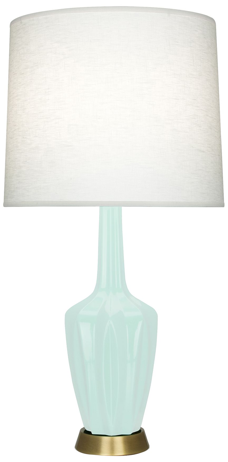 Small Emma 30"H Mint Glazed Brass Accent Lamp with Whitede Made to Order