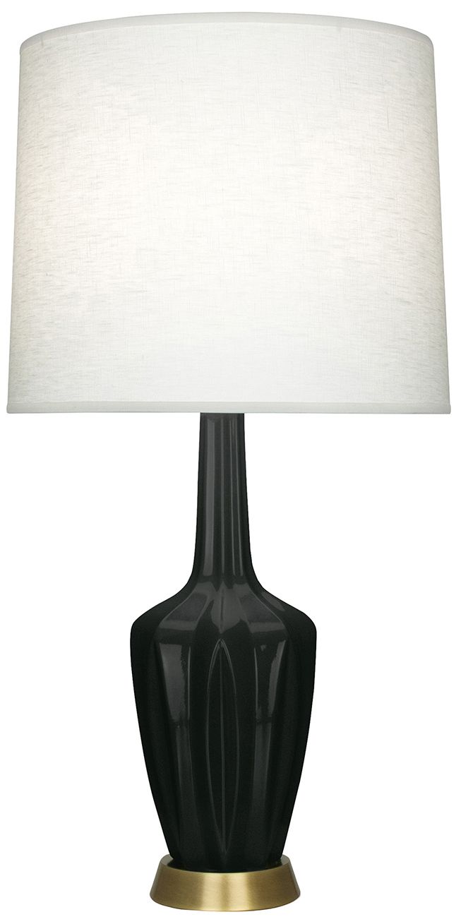 Small Emma 30"H Obsidian Brass Accent Lamp with Off Whitede Made to Order