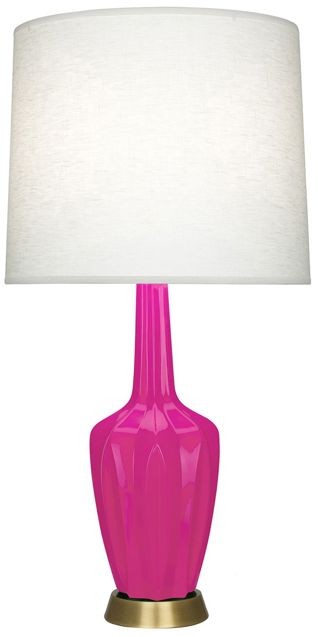 Small Emma 30"H Razzle Rose Brass Accent Lamp w/Off Whitede Made to Order