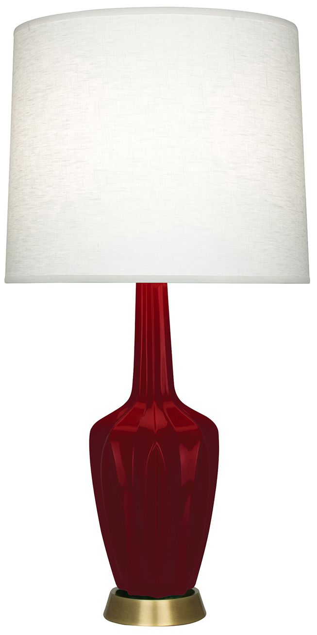 Small Emma 30"H Sangria Brass Accent Lamp with Off Whitede Made to Order