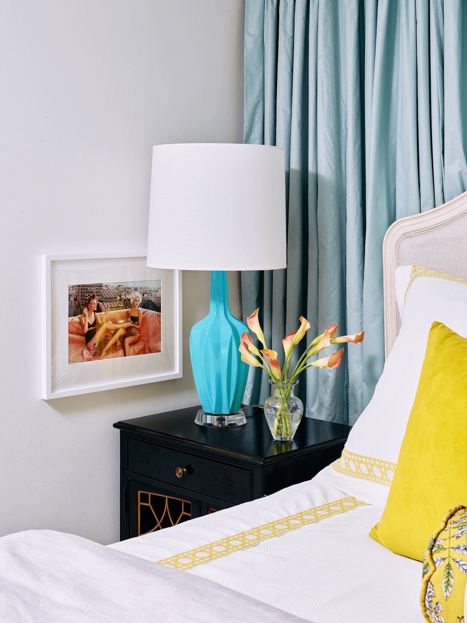 Image 2 Small Emma 30"H Teal Lucite Accent Lamp with Off White Shade Made to Order more views