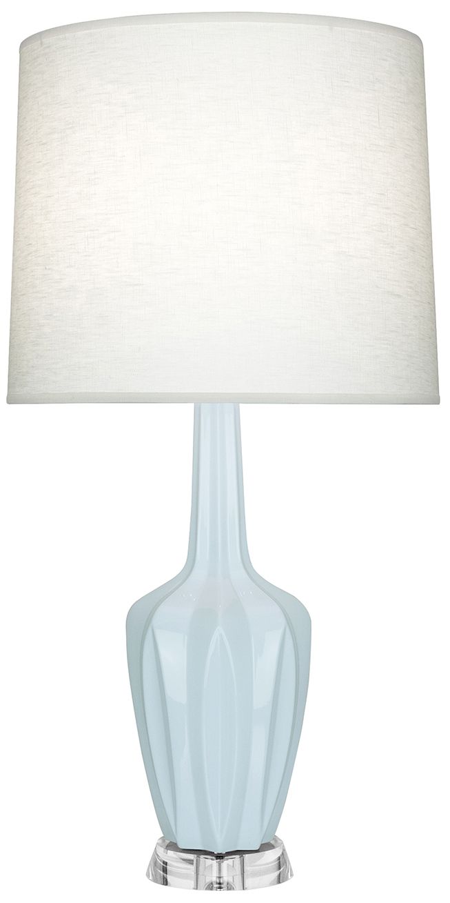 Small Emma 30" High Baby Blue Lucite Accent Lamp with Off White Shade