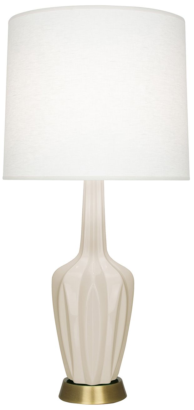 Small Emma 30" High Bone Brass Accent Lamp with Off White Shade
