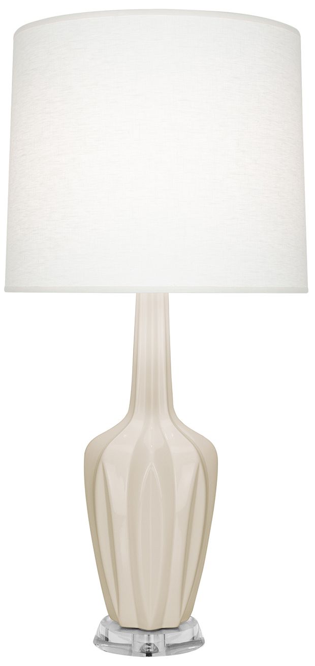 Small Emma 30" High Bone Lucite Accent Lamp with Off White Shade
