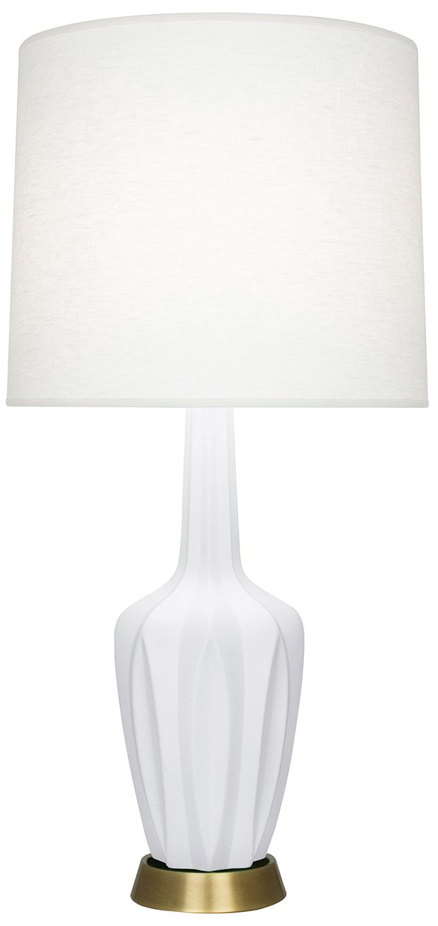 Small Emma 30" High Matte Daisy Brass Accent Lamp with Off White Shade