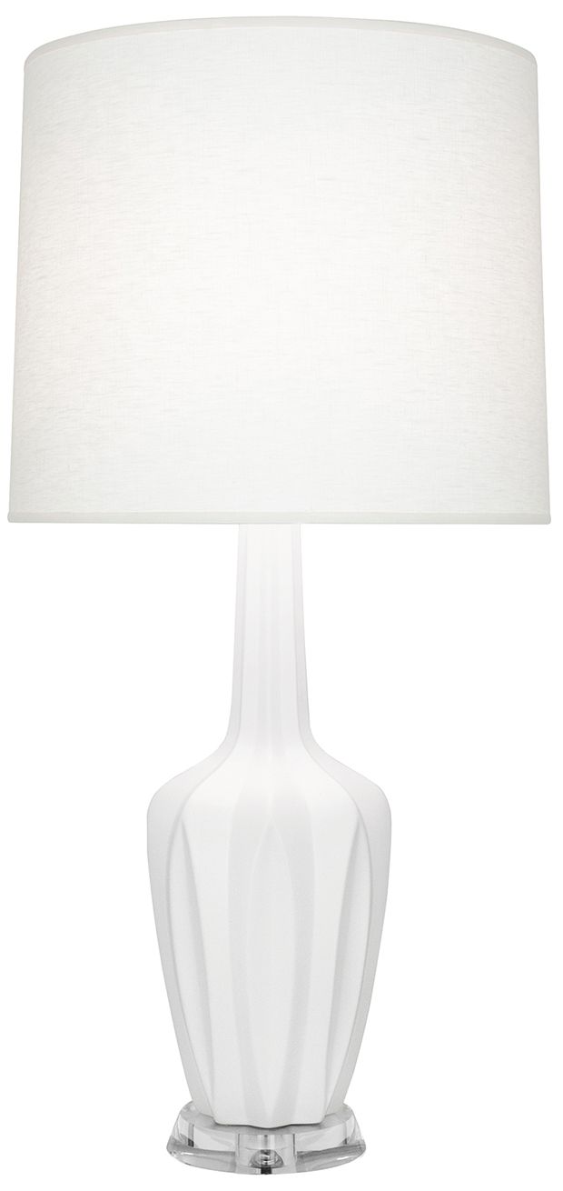 Small Emma 30" High Matte Lily Lucite Accent Lamp with Off White Shade
