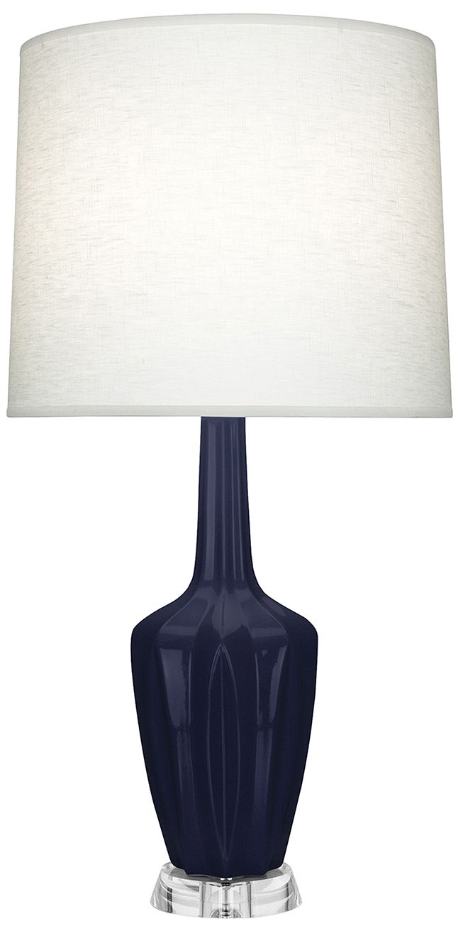 Small Emma 30" High Midnight Blue Lucite Accent Lamp with Off White Shade