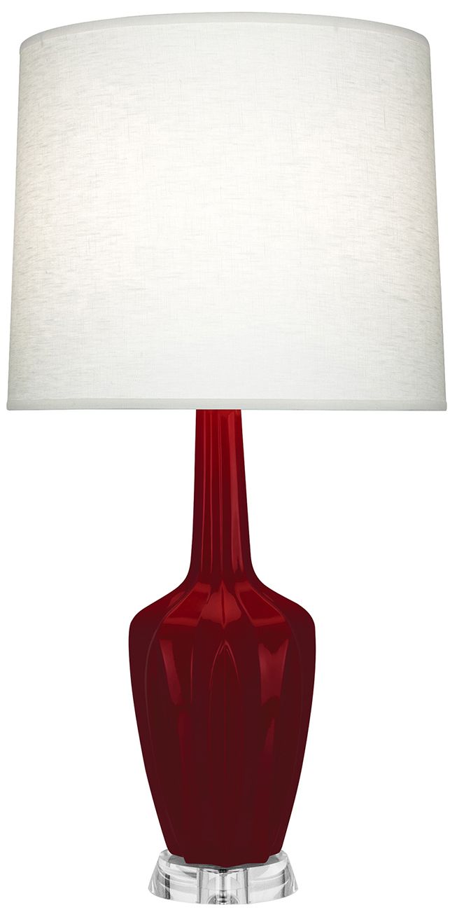 Small Emma 30" High Sangria Lucite Accent Lamp with Off White Shade