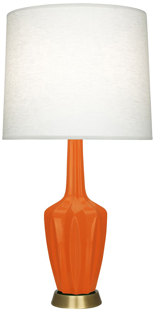 Small Emma 30"H Pumpkin Brass Accent Lamp with Off Whitede Made to Ord