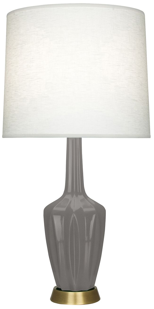 Small Emma 30"H Smokey Taupe Brass Accent Lamp w/Off Whitede Made to O
