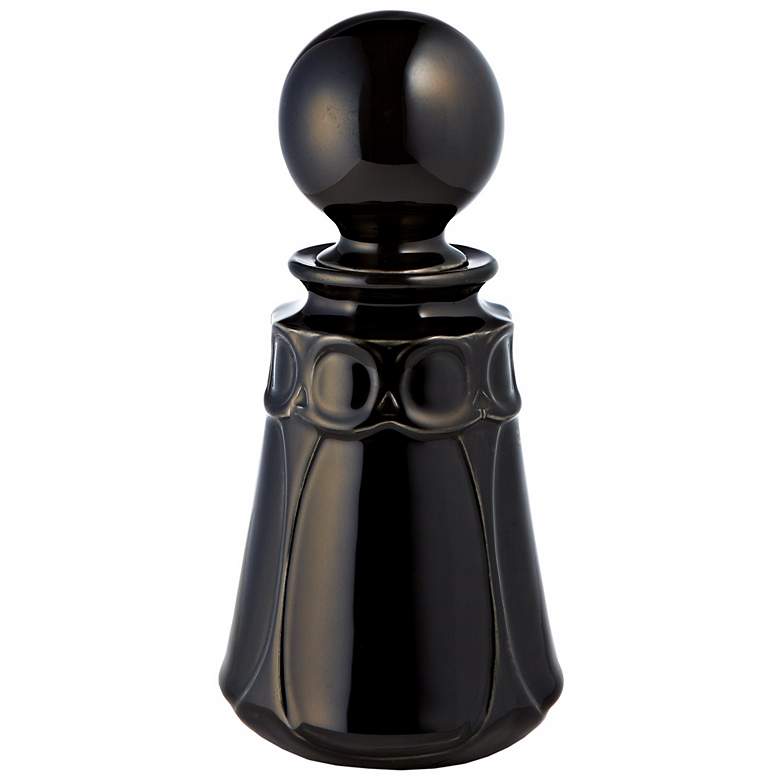 Image 1 Small Faceted Black Ceramic Ball Top Decanter