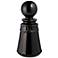 Small Faceted Black Ceramic Ball Top Decanter