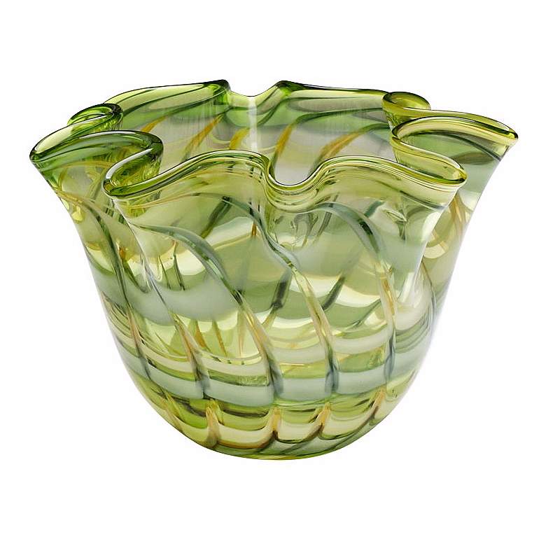 Image 1 Small Francisco Green and Yellow 5 1/2 inch High Glass Bowl