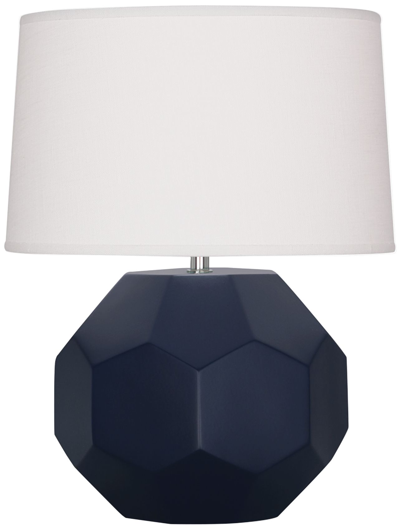 Small Franklin 16"H Matte Midnight Blue Lamp w/Off Whitede Made to Order