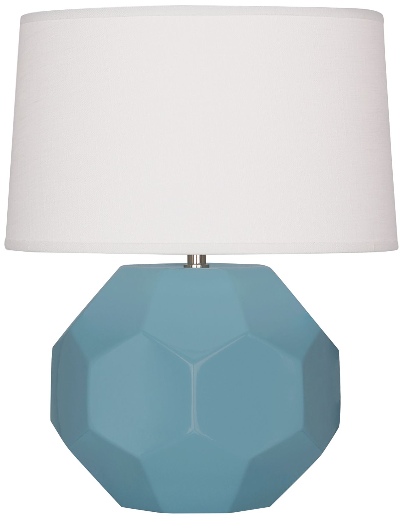 Small Franklin 16"H Matte Steel Blue Lamp w/Off Whitede Made to Order