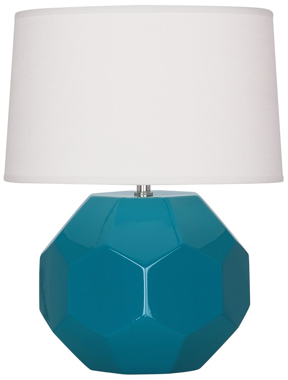 Small Franklin 16"H Peacock Accent Lamp with Off White Shade Made to Order