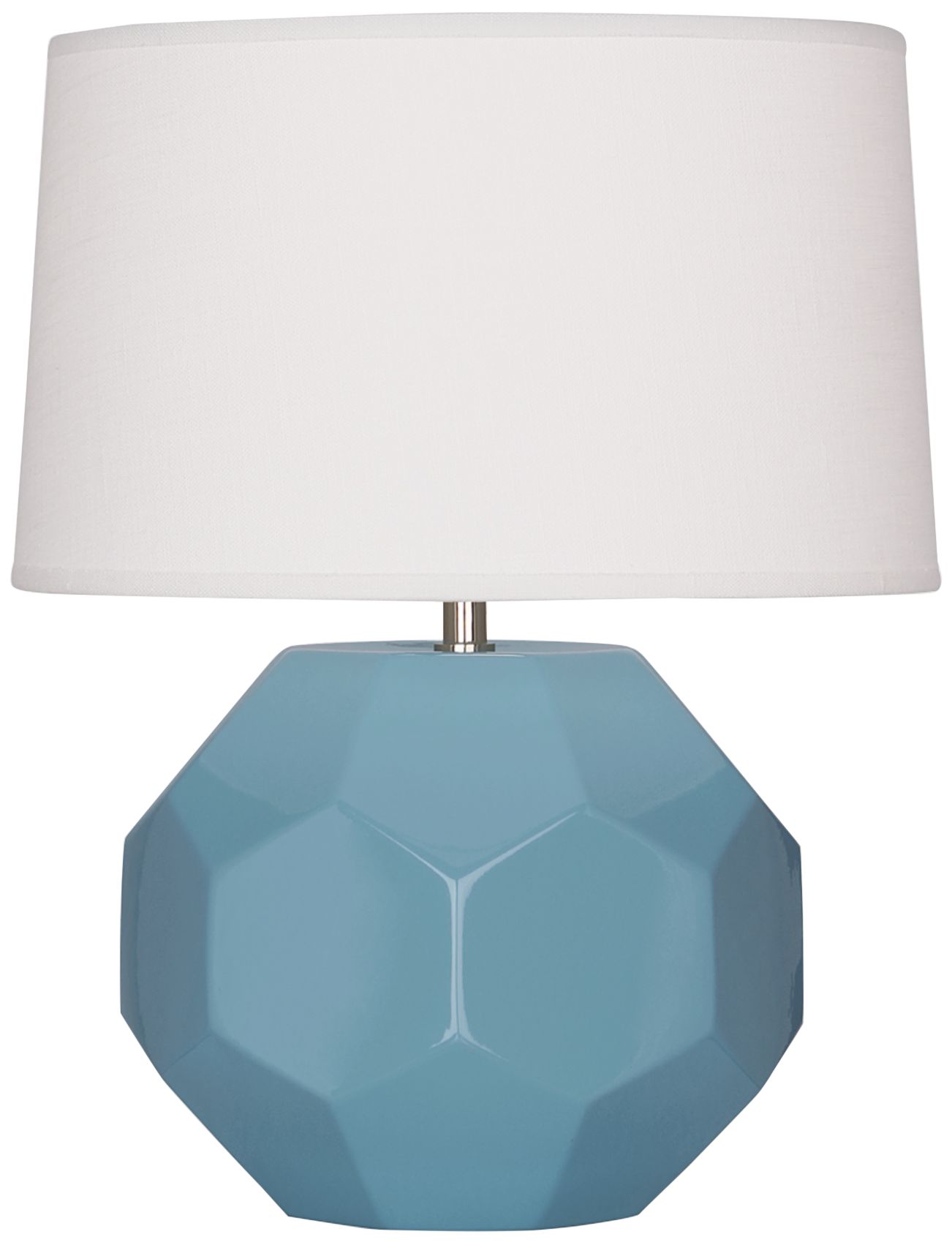 Small Franklin 16"H Steel Blue Accent Lamp with Off Whitede Made to Order