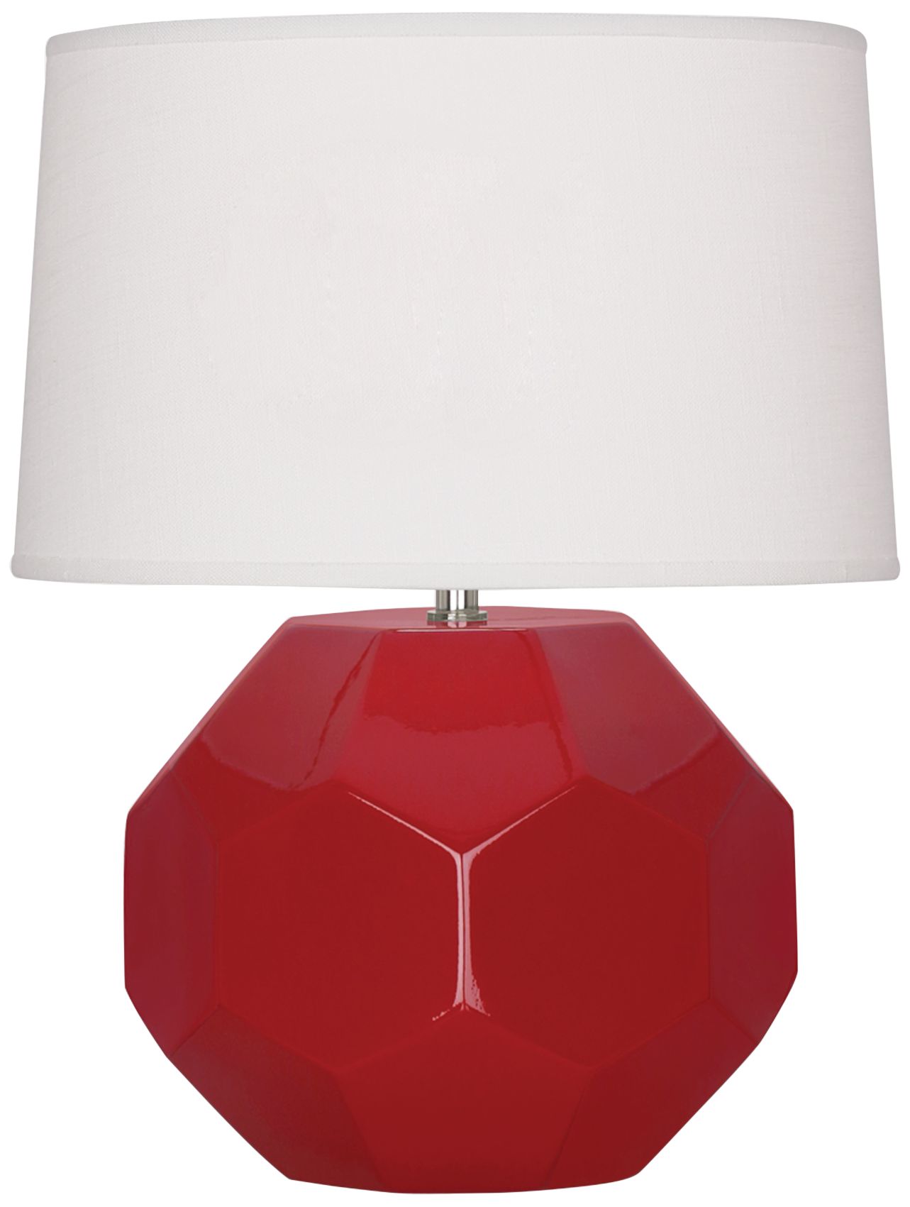 Small Franklin 16" High Ruby Accent Lamp with Off White Shade Made to Order