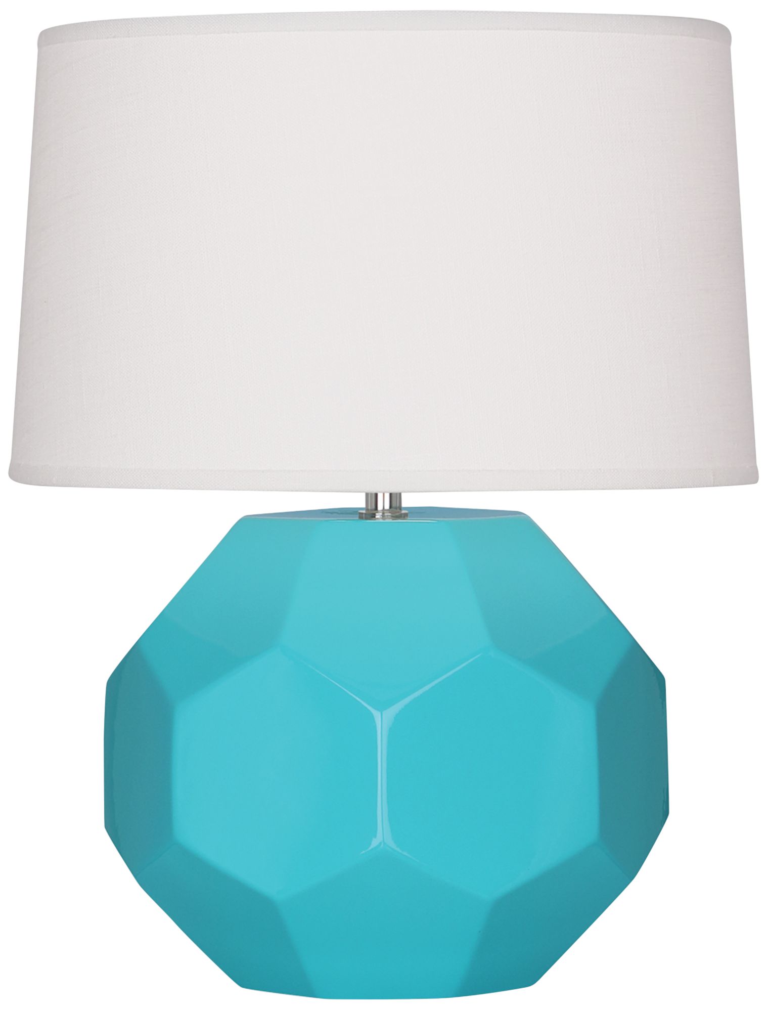 Small Franklin 16" High Teal Accent Lamp with Off White Shade Made to Order