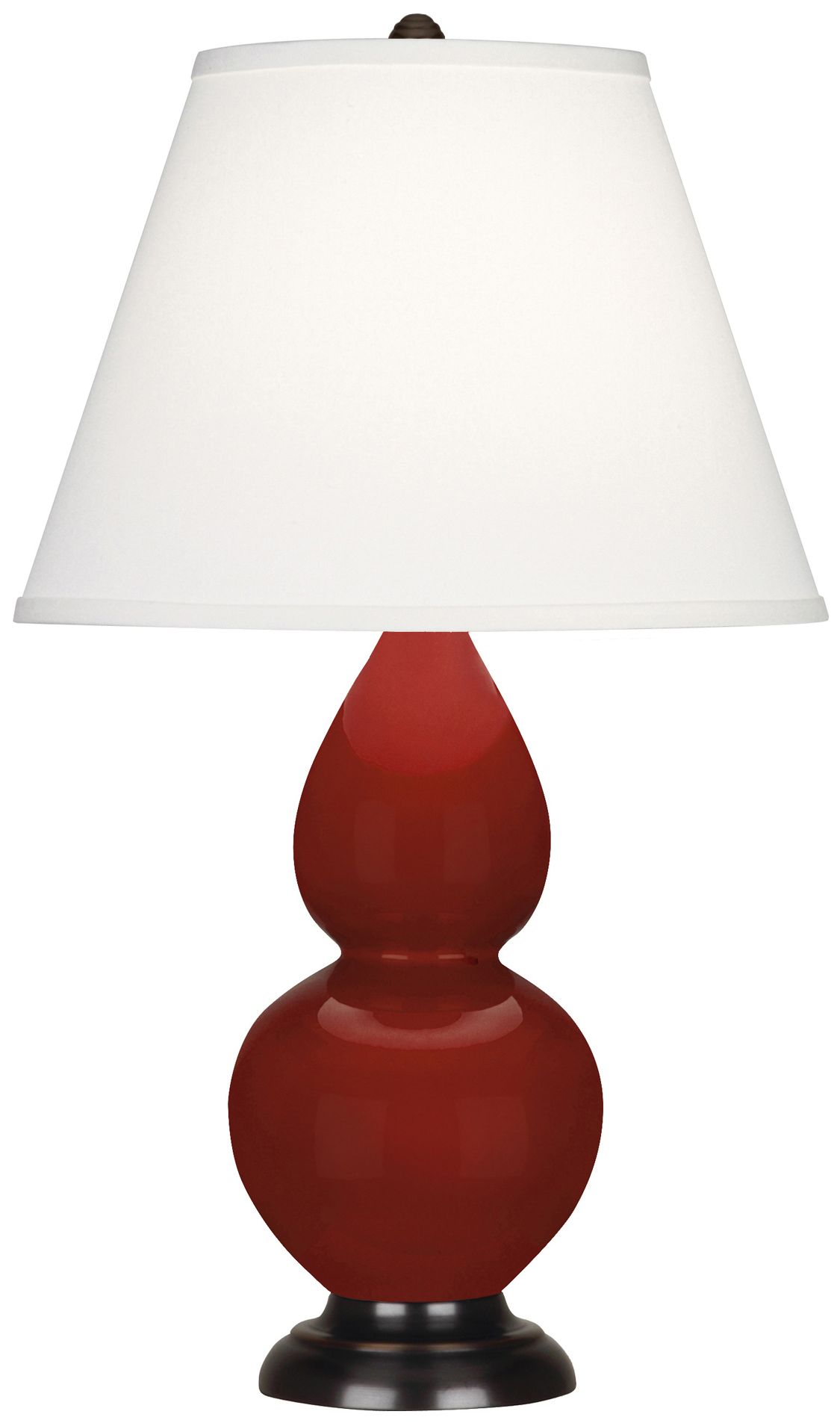 Small Gourd 22.75"H Oxblood Bronze Lamp w/Pearl Dupioni Made to Order