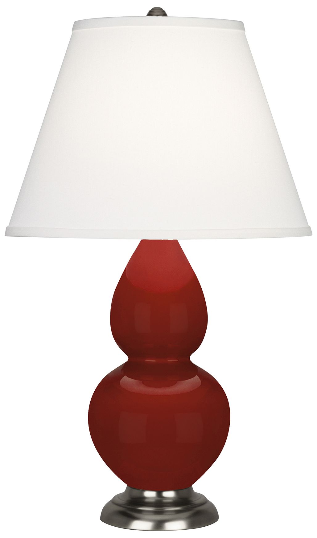 Small Gourd 22.75"H Oxblood Silver Lamp w/Pearl Dupioni Made to Order
