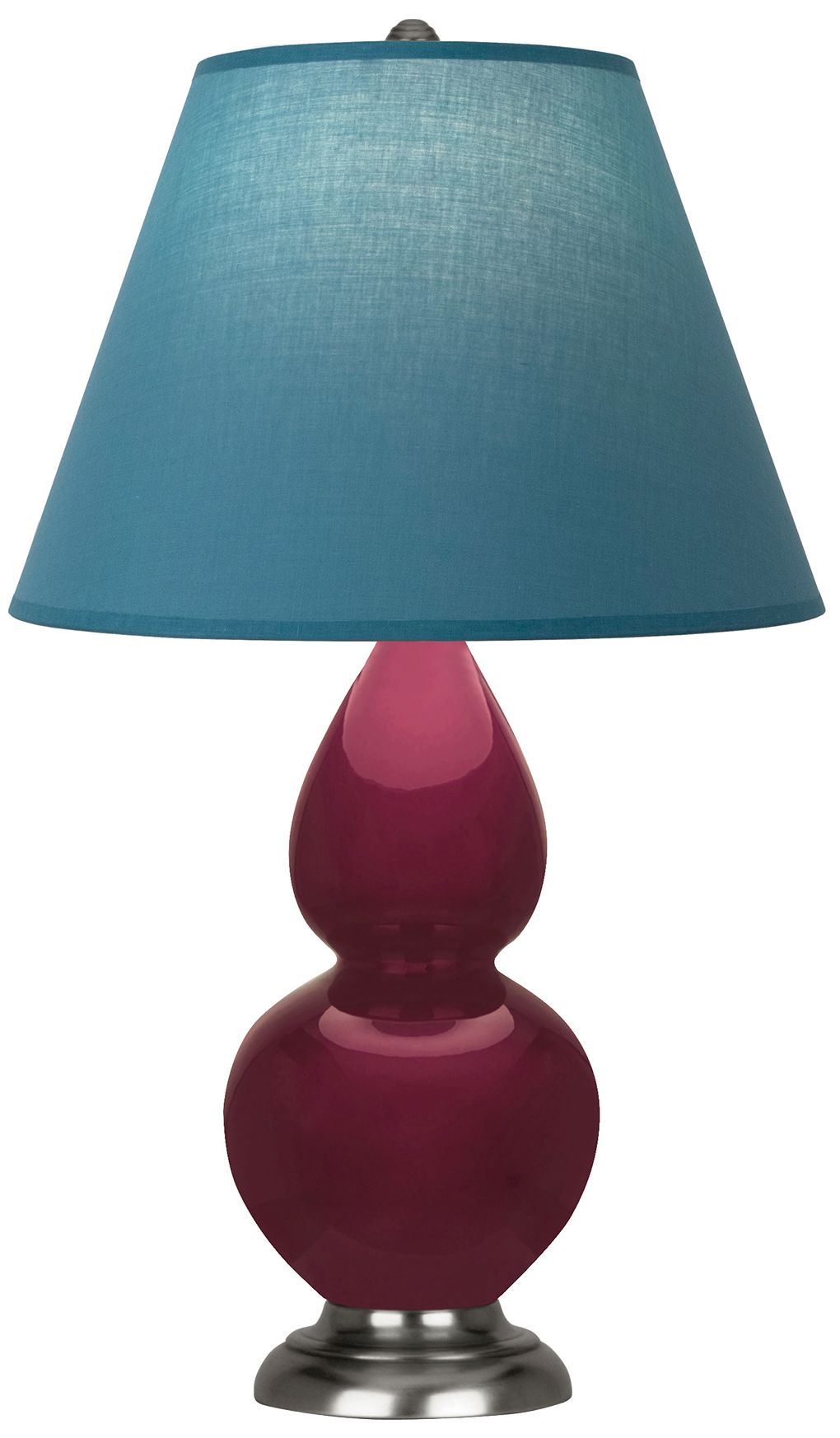 Small Gourd 22.75"H Sugar Plum Silver Lamp w/Bright Blue Made to Order