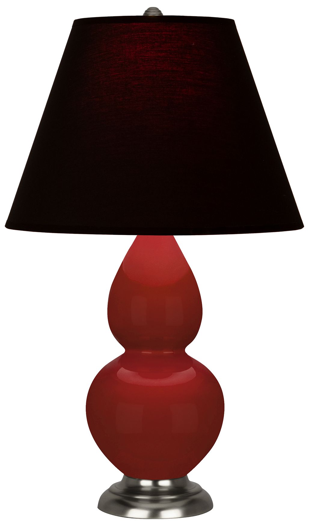 Small Gourd 22.75"H Oxblood Antique Silver Lamp w/Black Red Made to Or