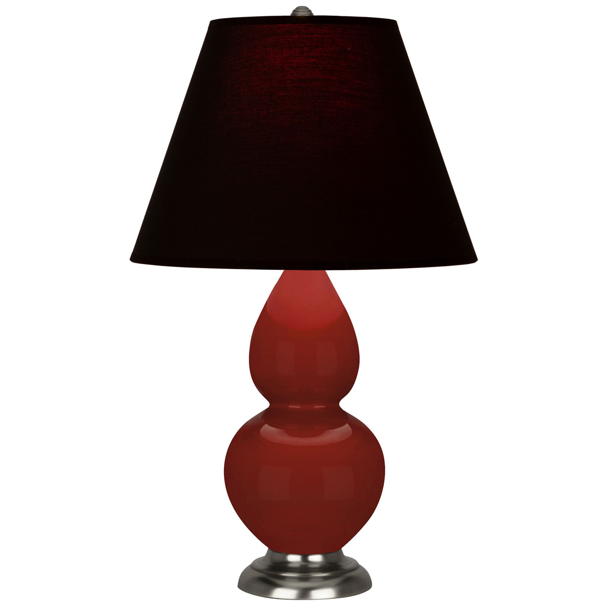 Image 2 Small Gourd 22.75"H Oxblood Antique Silver Lamp w/Black Red Made to Or more views