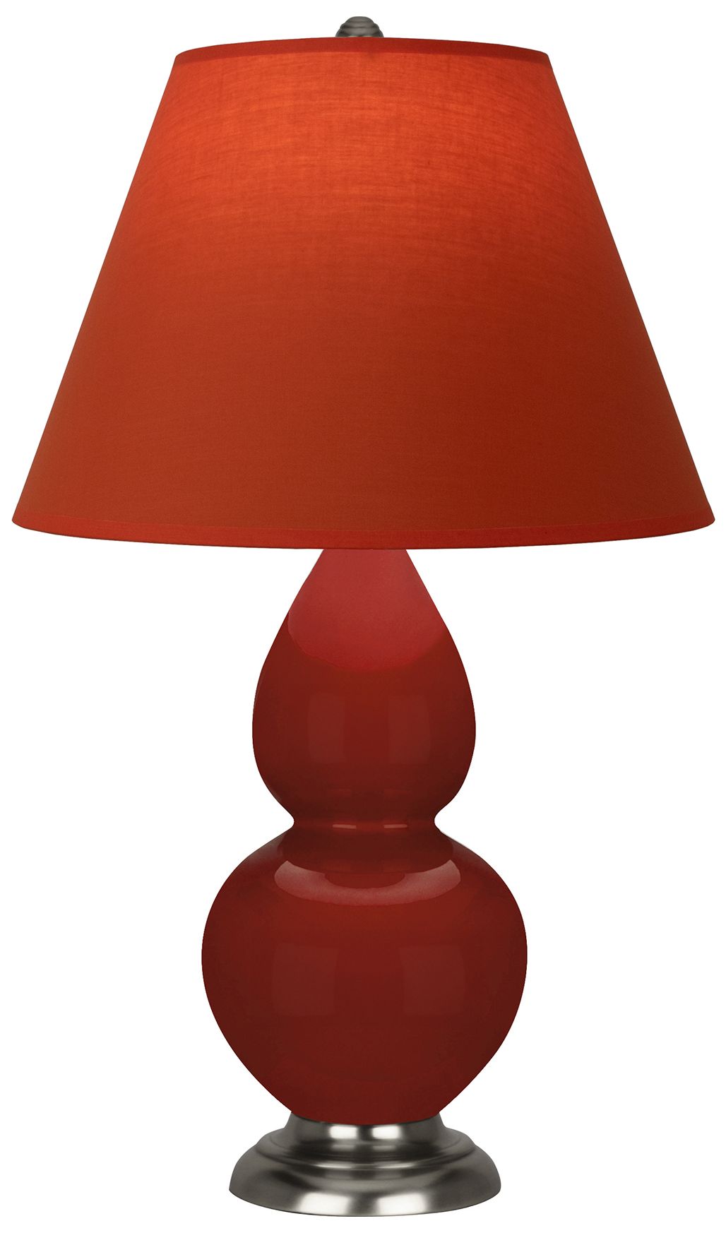 Small Gourd 22.75"H Oxblood Antique Silver Lamp w/Tangerine Made to Or