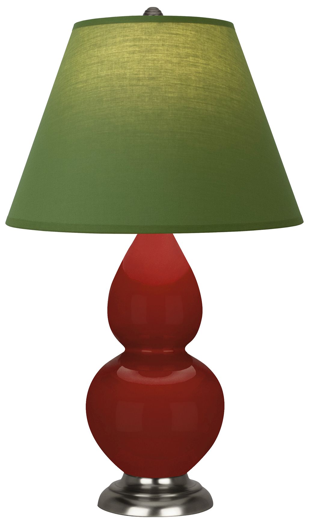 Small Gourd 22.75"H Oxblood Antique Silver Lamp w/Tea Green Made to Or