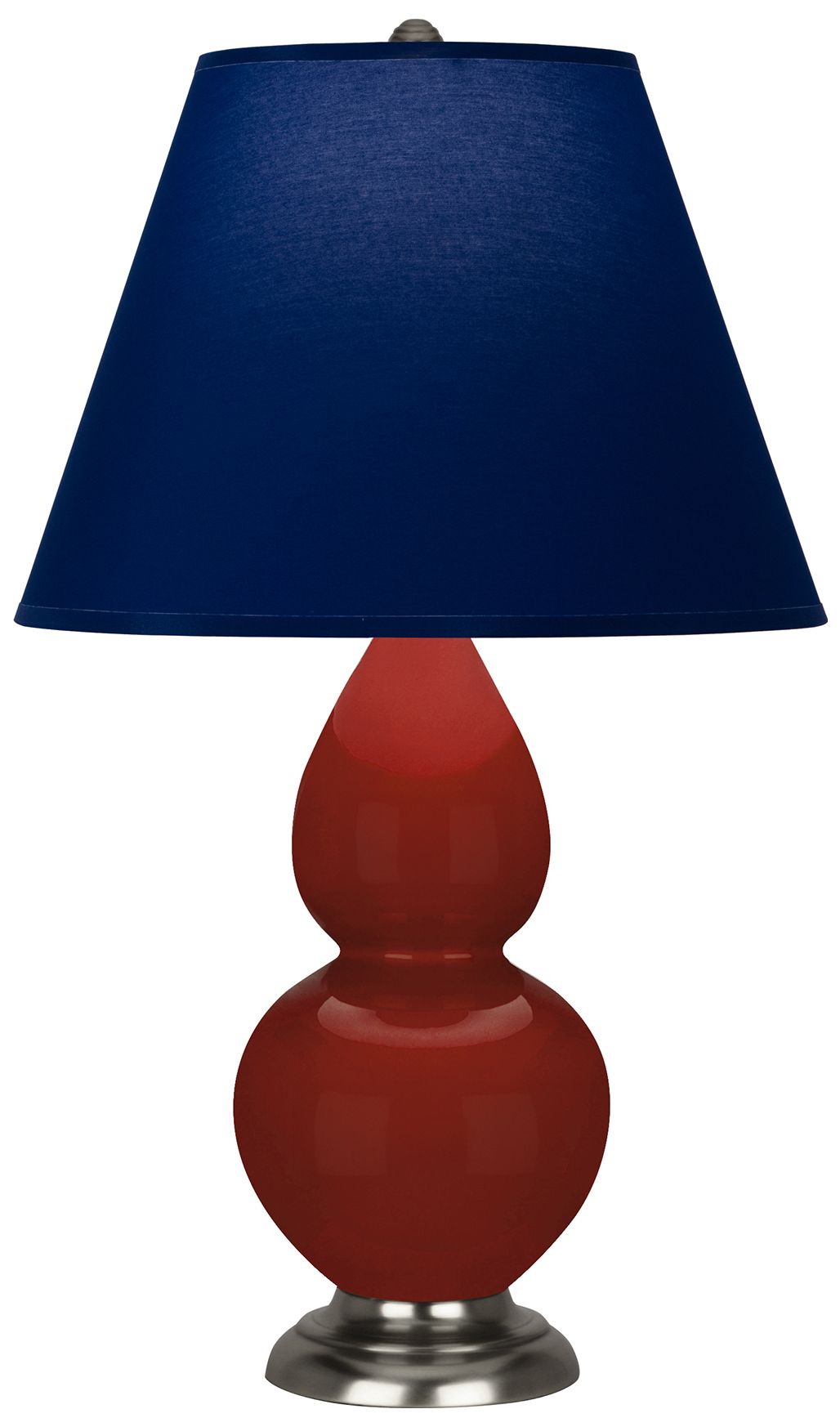 Small Gourd 22.75"H Oxblood Silver Lamp w/Navy w/Gray Lining Made to O