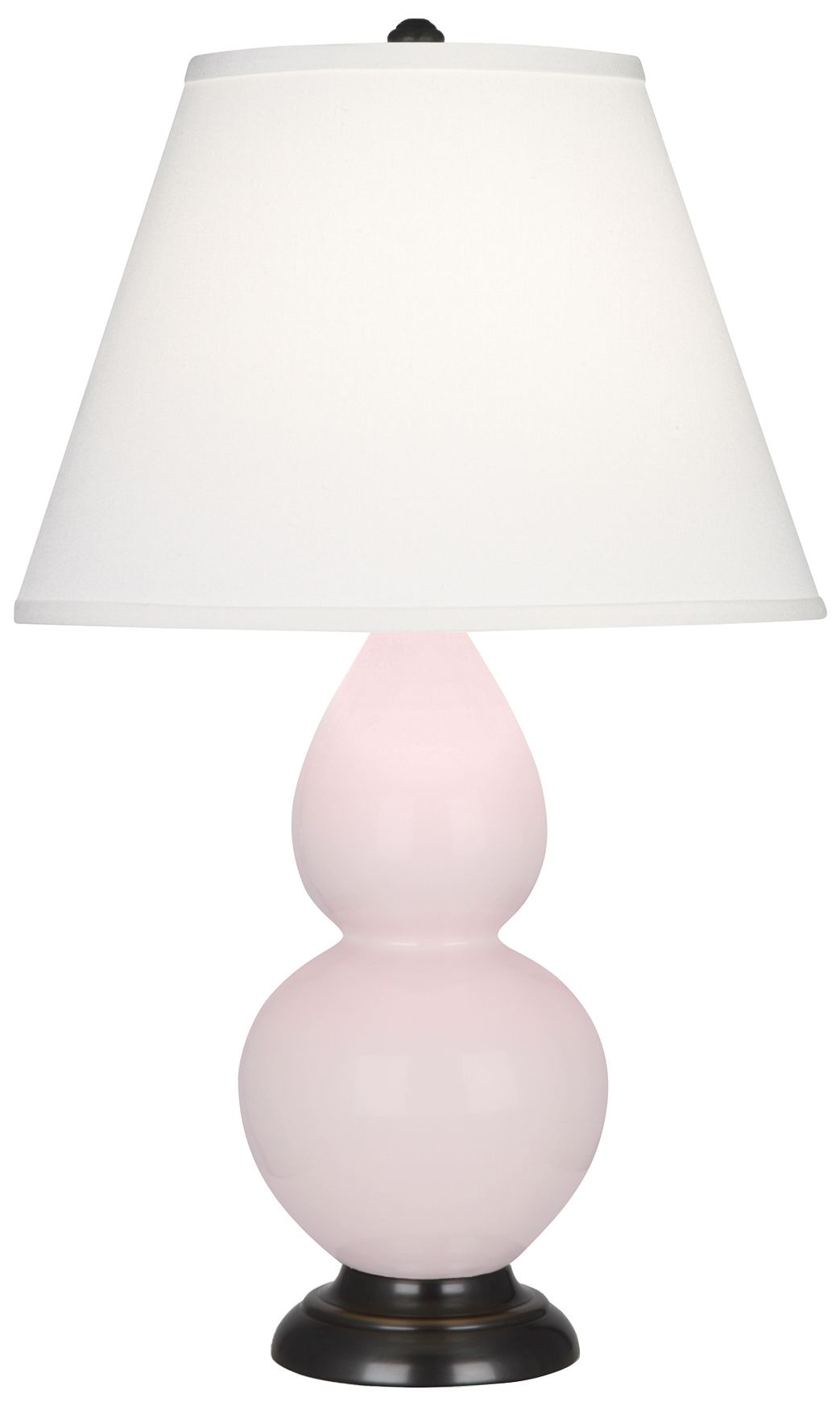 Small Gourd 22.75"H Rose Water Bronze Lamp w/Pearl Dupioni Made to Ord
