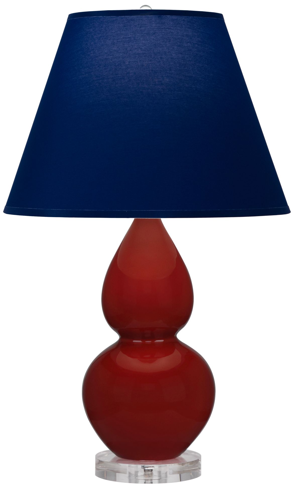 Small Gourd 22"H Oxblood Lucite Lamp w/Navy w/Gray Lining Made to Orde