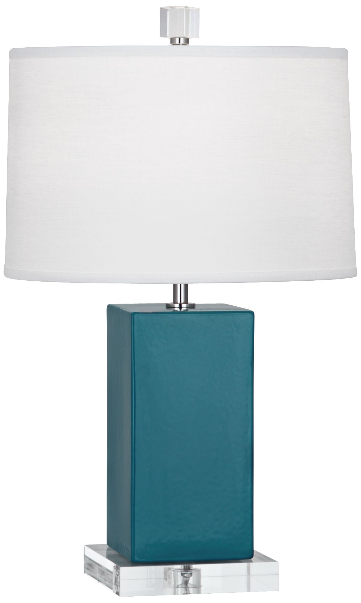 Small Harvey 19" High Peacock Accent Lamp with White Shade - Made to O