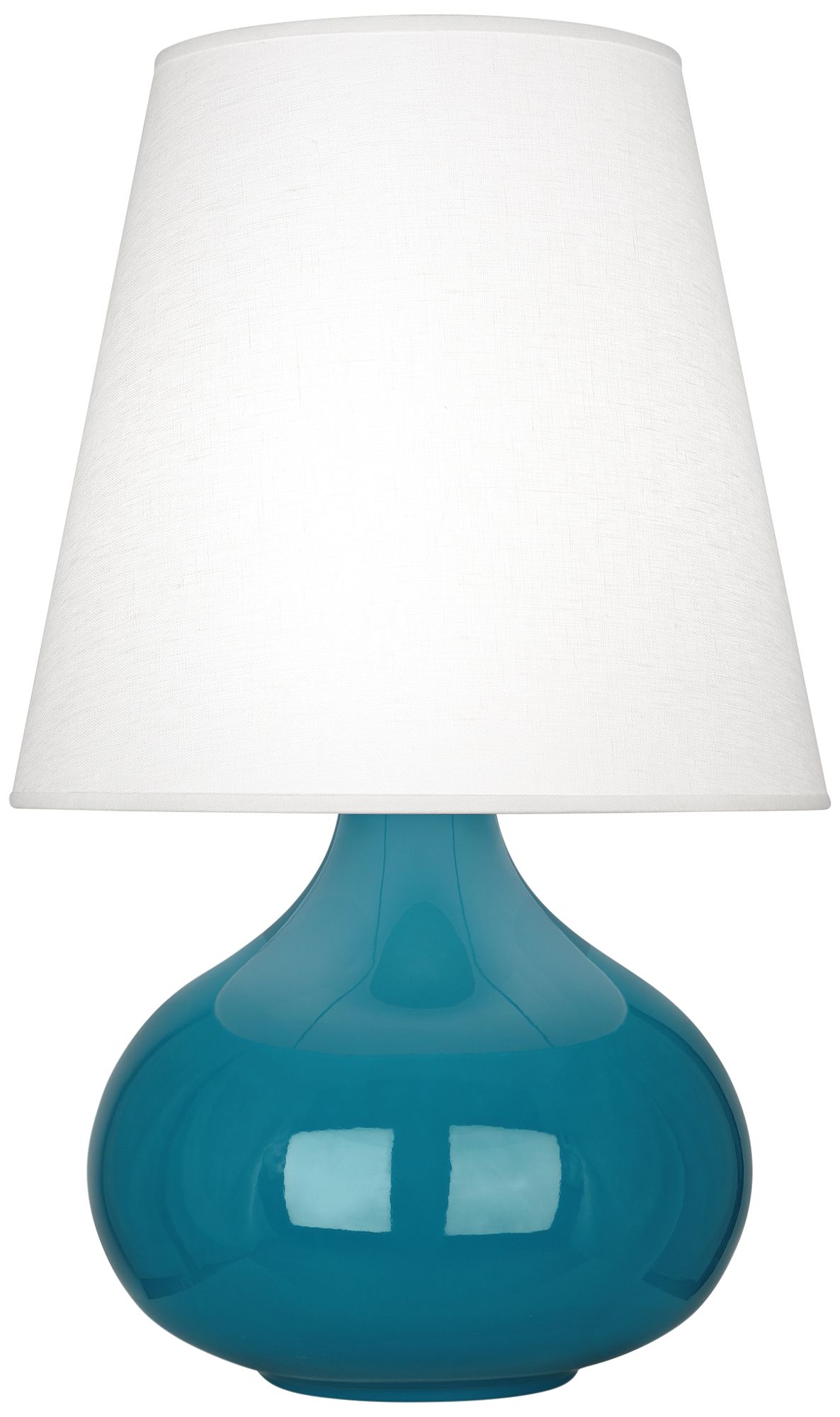 Small June 23.5" High Peacock Accent Lamp with Oyster Linen Shade
