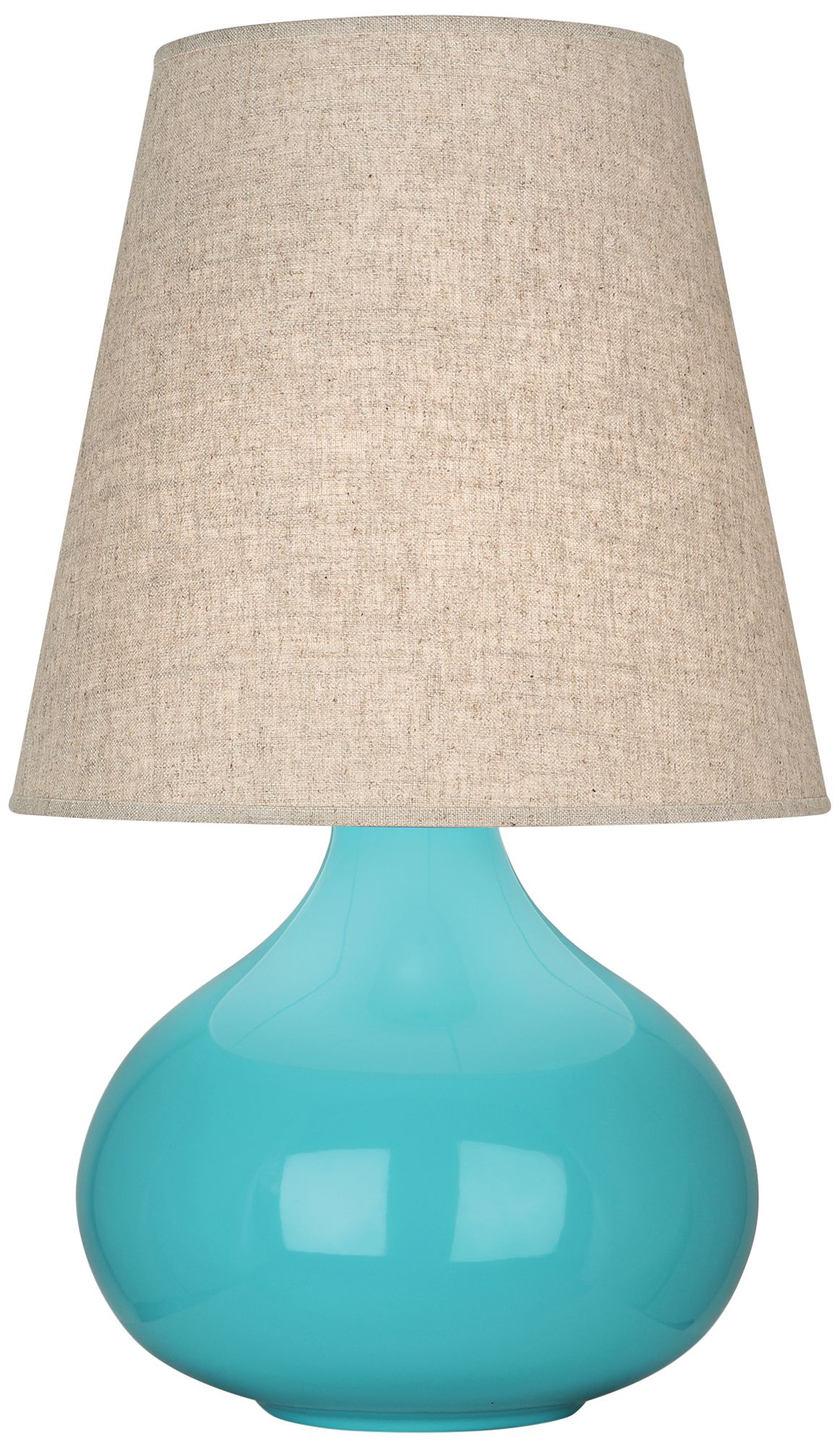 Small June 23.5" High Teal Accent Lamp with Buff Linen Shade