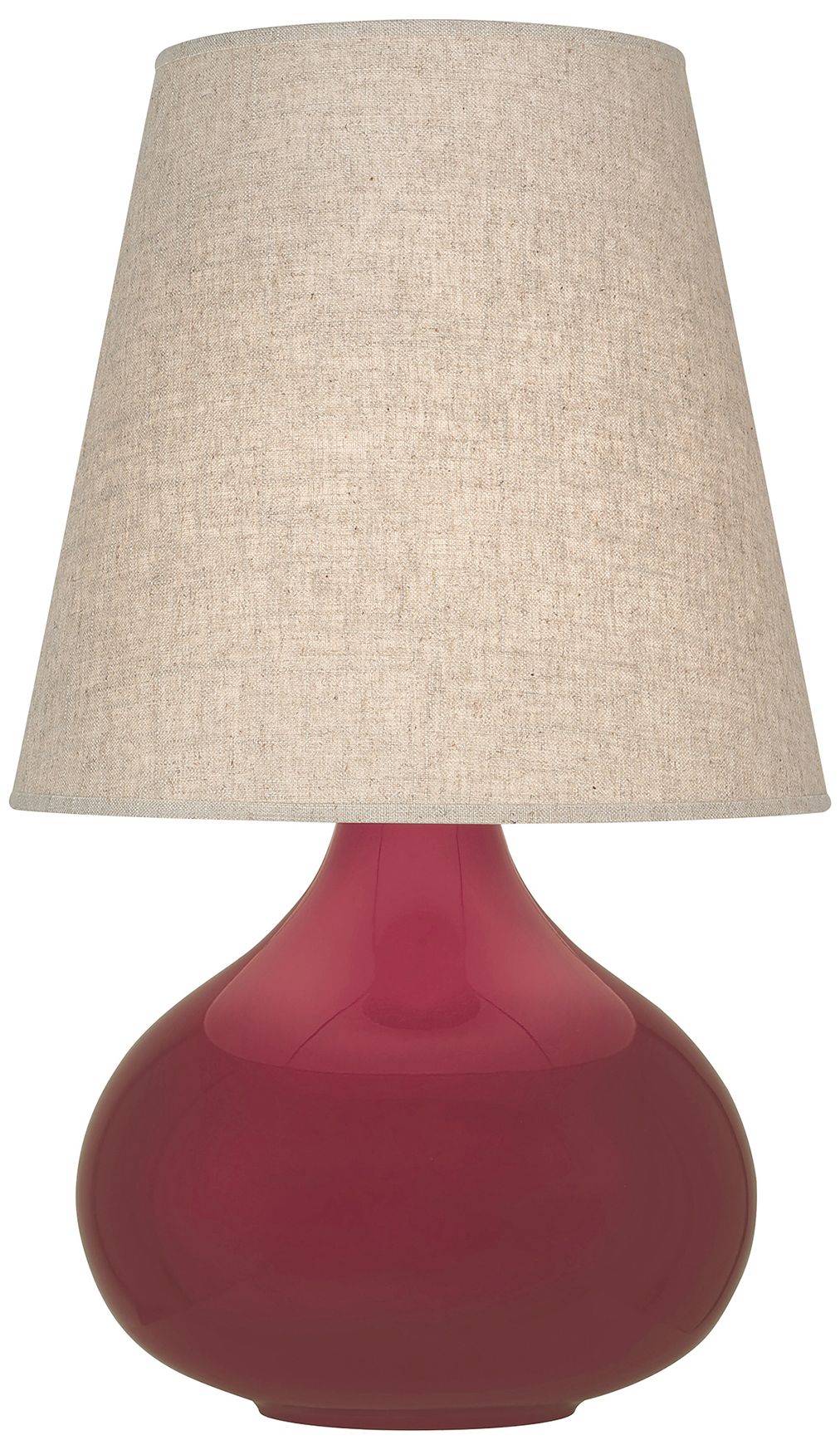 Small June 23 1/2"H Burgundy Glazed Accent Lamp w/Buff Linen Made to Order