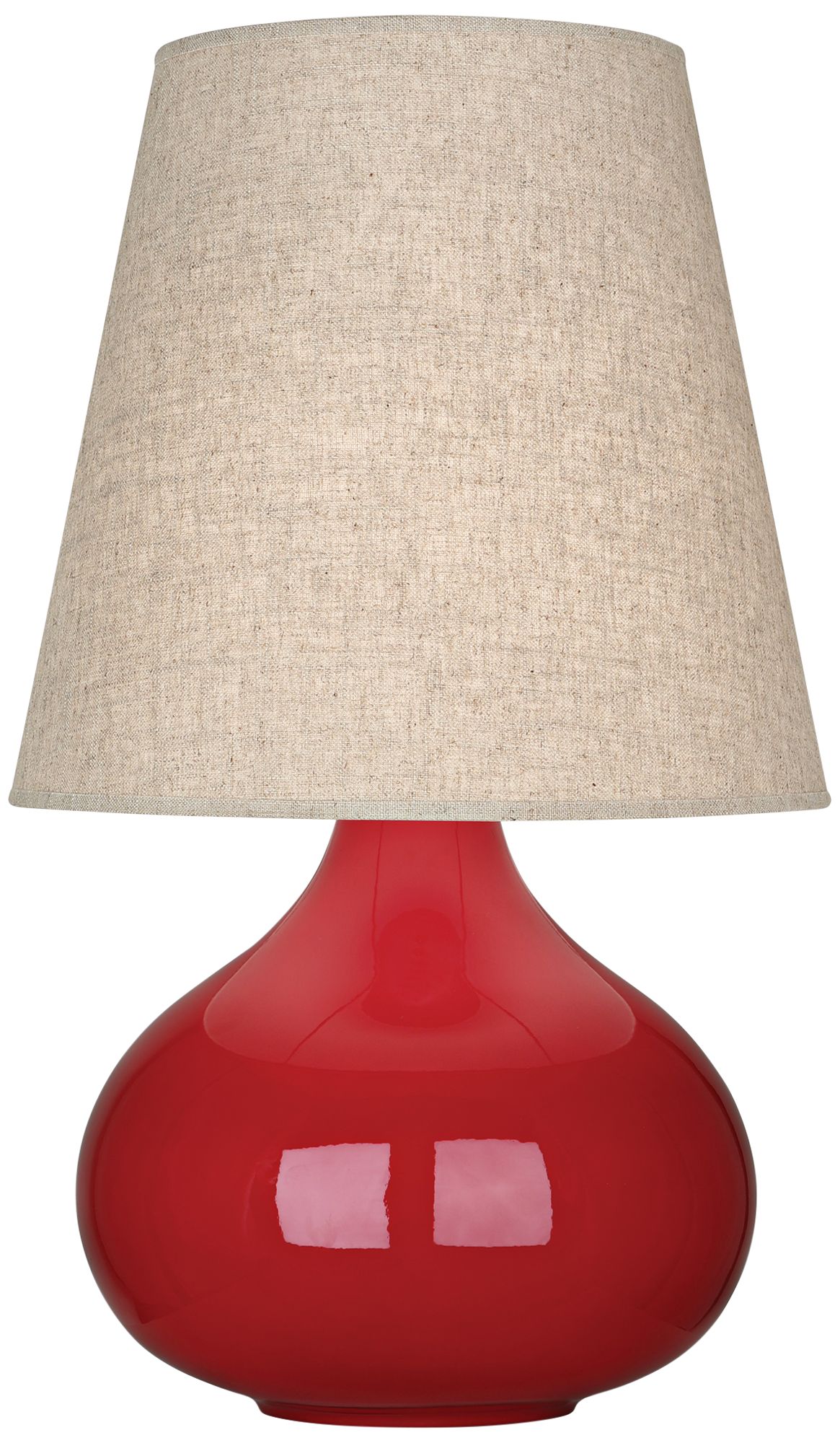 Small June 23 1/2"H Ruby Accent Lamp with Buff Linen Shade Made to Order