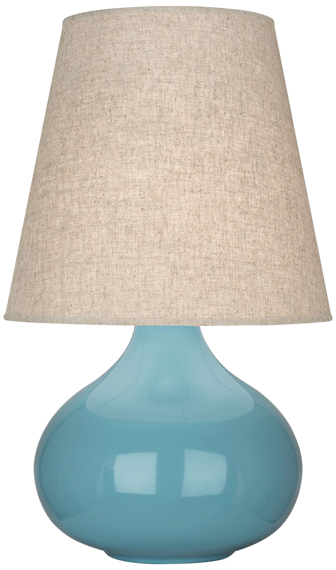 Small June 23 1/2" High Steel Blue Accent Lamp with Buff Linen  Shade