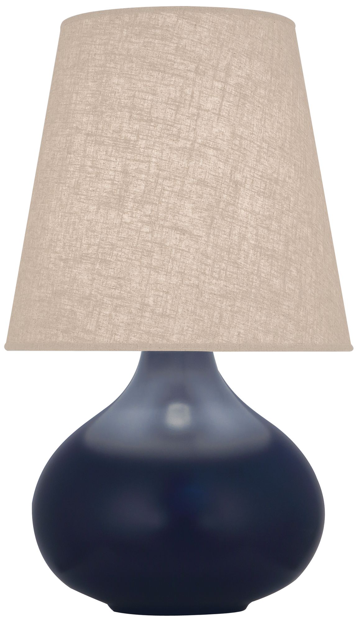 -Small June 23 1/2"H Matte Midnight Blue Lamp w/Buff Linen Snade - MtO