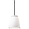 Small LED Trapezoid Pendant - Bisque - Brushed Nickel - Rigid Stem