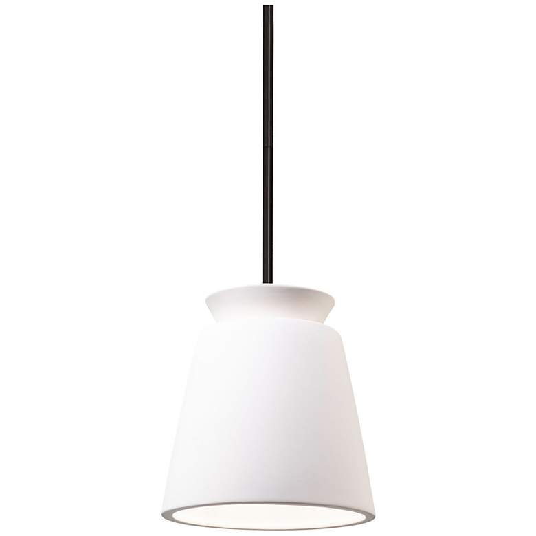 Image 1 Small LED Trapezoid Pendant - Bisque - Matte Black - Rigid Stem