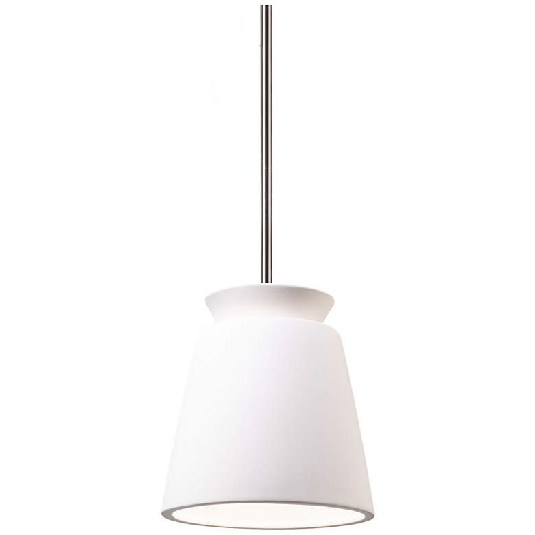 Image 1 Small LED Trapezoid Pendant - Bisque - Polished Chrome - Rigid Stem