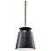Small LED Trapezoid Pendant - Carbon Black - Antique Brass - Rigid Stem
